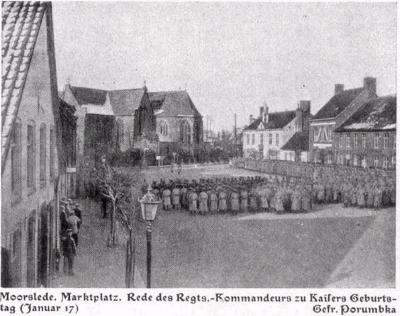 Redevoering Duitse regimentscommandant Marktplaats Moorslede, januari 1917