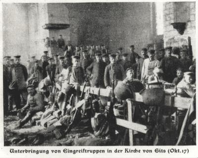 Duitse troepen in de kerk van Gits
