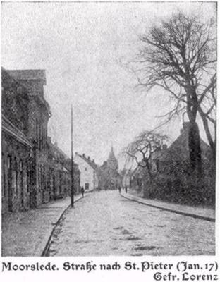 Moorslede, de straat naar St.-Pieter, januari 1917