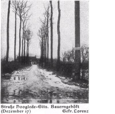 Straat Hooglede-Gits: winterlandschap, december 1917