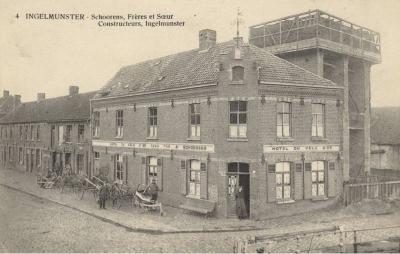 Hoek Kleine Izegemstraat en Stationsplein, Ingelmunster, ca 1910