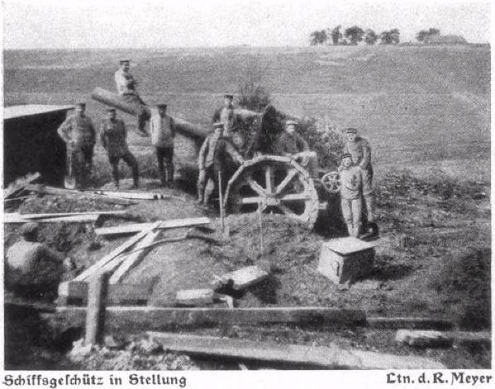 In stelling brengen van scheepsgeschut