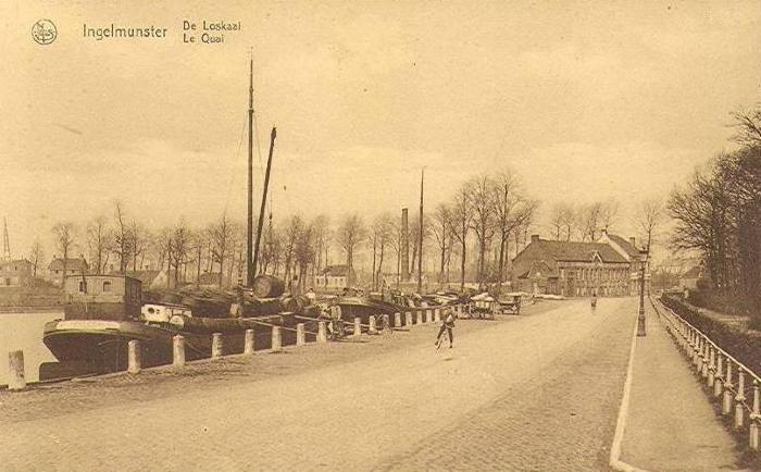 Loskaai, Stationsstraat, Ingelmunster, ca 1905