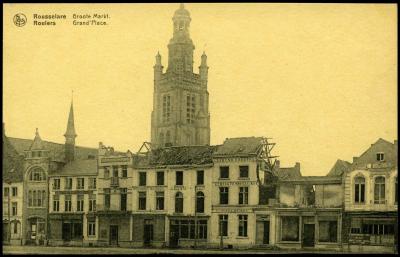 Vernielde huizen op de Grote Markt, Roeselare