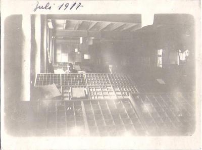Binnenzicht drukkerij, Izegem juli 1917