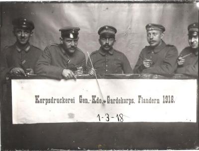 Duitsers in drukkerij, Izegem 1 maart 1918