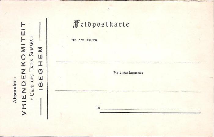 Veldpostkaart vriendencomité, Izegem