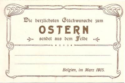 Wenskaart ter gelegenheid van Pasen, maart 1915