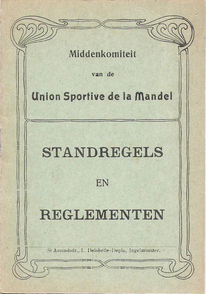 Voorblad standregels en reglementen van 'Union Sportive de la Mandel'