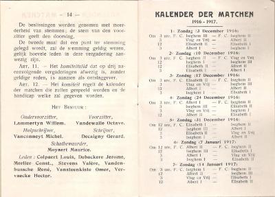 'Kalender der matchen' 1916-1917