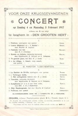 Affiche concert voor krijgsgevangenen, Izegem 5 februari 1917