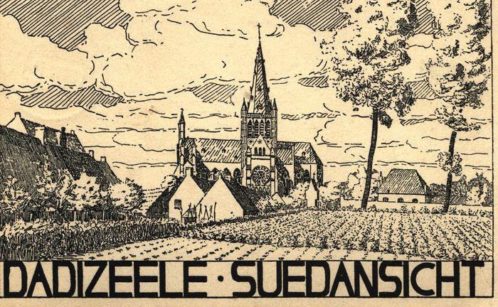 Pentekening met dorpsgezicht zuidelijke kant Dadizele