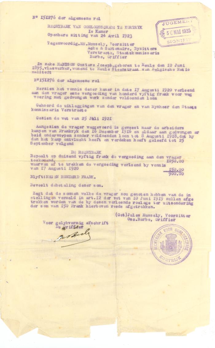 Brief oorlogsschade