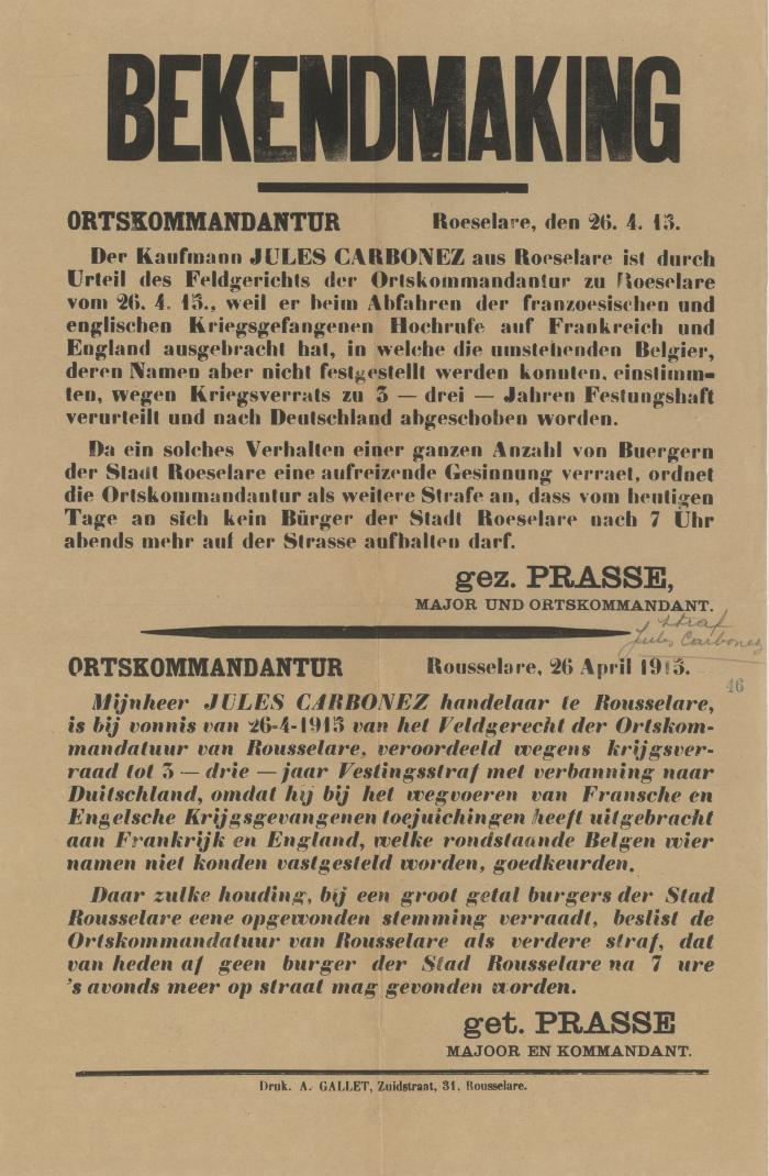 Bericht Jules Carbonez