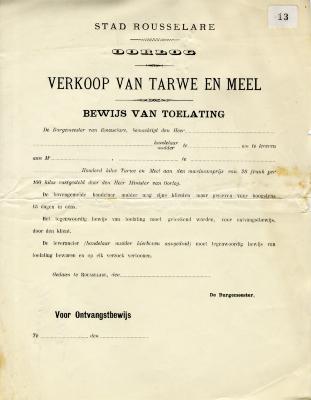 Toestemming voor verkoop van tarwe en meel