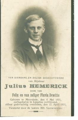 Doodsprentje Julius Hemerick