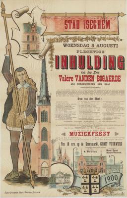 Affiche muziekfeest, Izegem, 8 augustus 1900