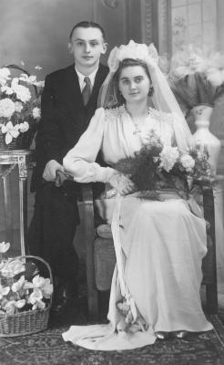 Huwelijksfoto Roger Corteville en Laura Vermaut