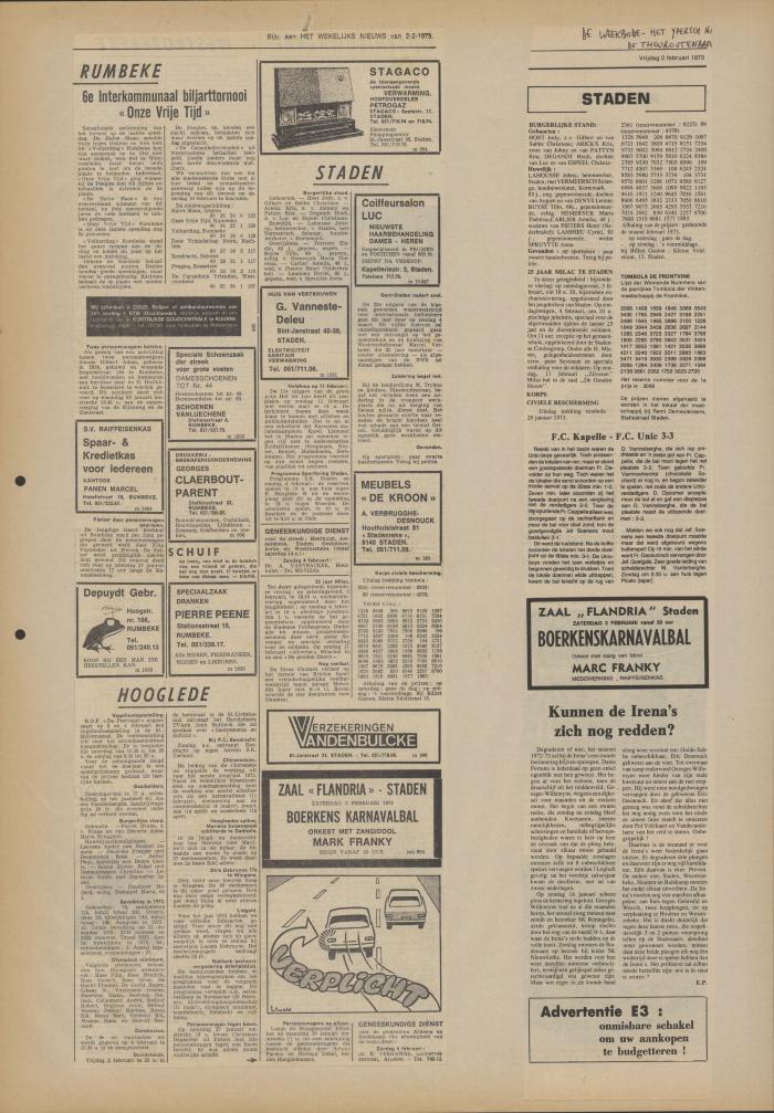 Het Wekelijks Nieuws, 2 februari 1973
De Weekbode, 2 februari 1973