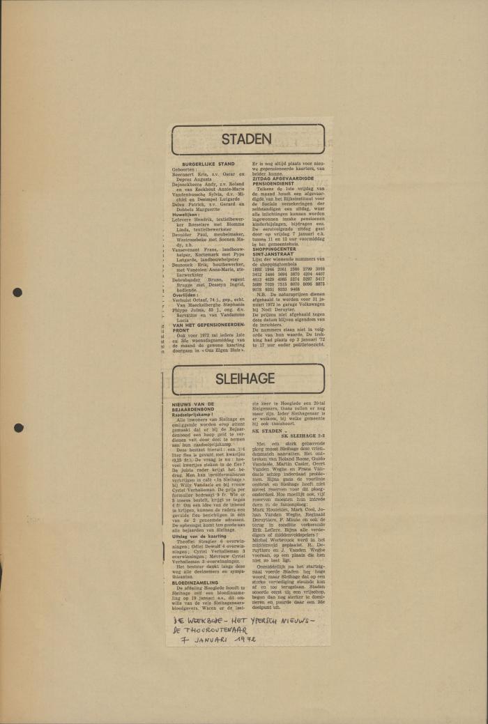 De Weekbode, 7 januari 1972