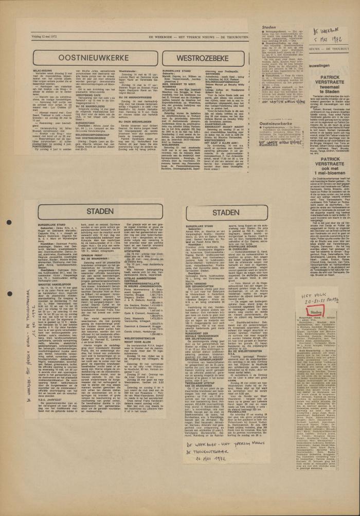 De Weekbode, 12 mei 1972
Het Laatste Nieuws, 8 mei 1972
De Weekbode, 5 mei 1972
Het Volk, 20-21-22 mei 1972
De Weekbode, 26 mei 1972