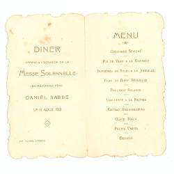 Franstalige menukaart, 1921
