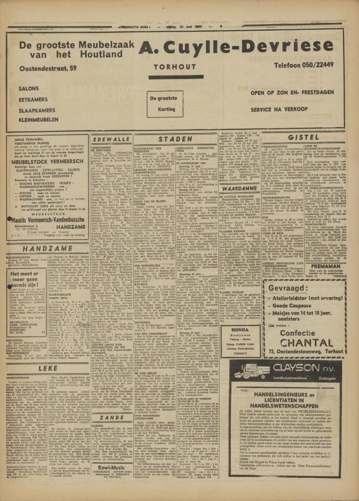 Torhoutse Bode, 20 juni 1969