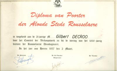 Diploma van Poorter, 1957
