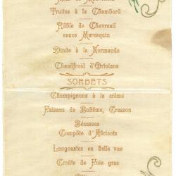 Franstalige menukaart, 1905