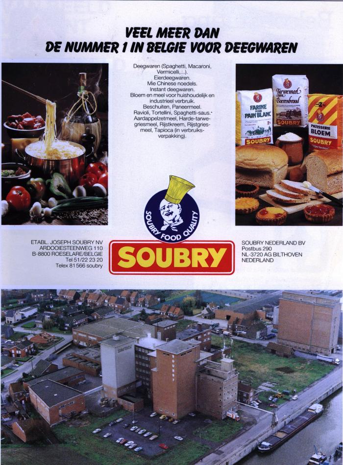 Publiciteit van Soubry, Roeselare, +/- 1985  