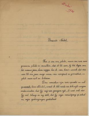 Nieuwjaarsbrief van André Hoornaert aan zijn oom, 1 januari 1936.