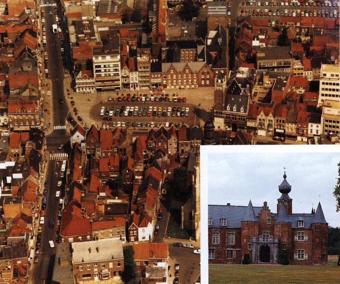 Luchtfoto van de Grote Markt , Roeselare, +/- 1985
