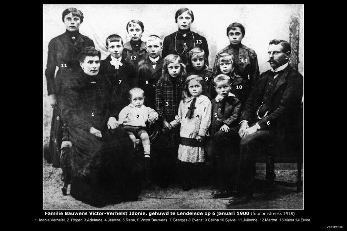 Familie Bauwens Victor en Verhelst Idonie, Lendelede, +/- 1918