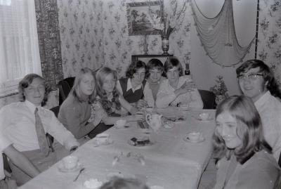 Verjaardagsfeest Jeannine (dochter Agnes Noppe), Moorslede 1969