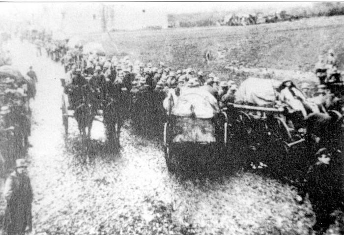 Duitse soldaten trekken naar het front