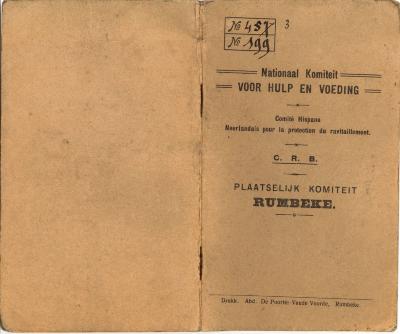 Gezinsboekje van het Nationaal Komiteit voor Hulp en Voeding, Rumbeke