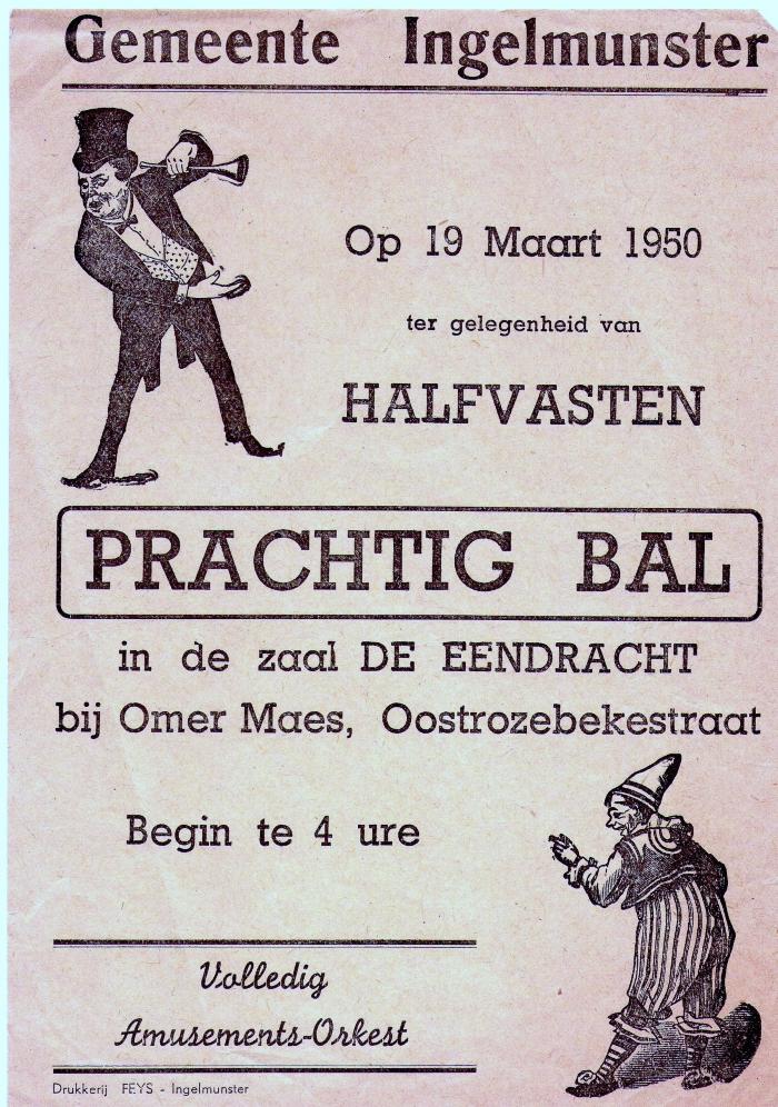 Affiche voor bal, Ingelmunster, 1950