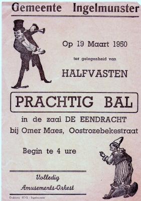 Affiche voor bal, Ingelmunster, 1950