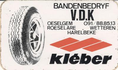 Sticker van het bandenbedrijf V.D.K