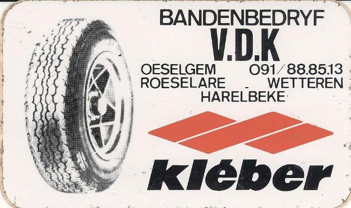 Sticker van het bandenbedrijf V.D.K