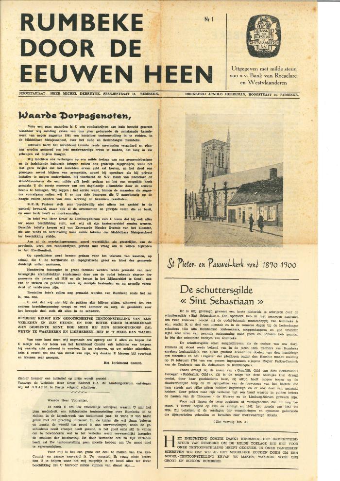 Krant 'Rumbeke door de eeuwen heen'