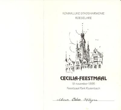  Koninklijke stadsharmonie Roeselare Cecilia, feestmaal 1995