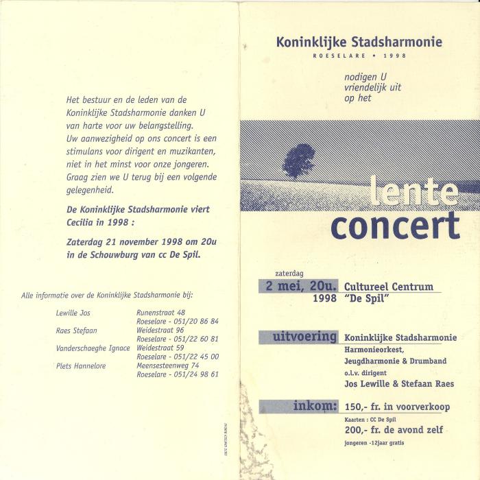  Koninklijke stadsharmonie Roeselare, Lente concert 1998
