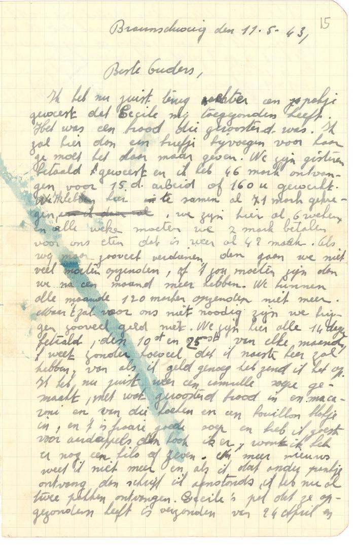 Gaston Valley schrijft aan ouders, brieven uit Braunschweig 11 en 19 mei 1943