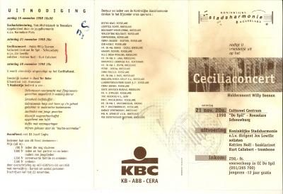  Koninklijke stadsharmonie Roeselare, Cecilia concert 1998 (huldeconcert Willy Soenen)