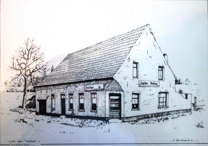 Tekening van Brasserie Den Hukker, Rumbeke Roeselare