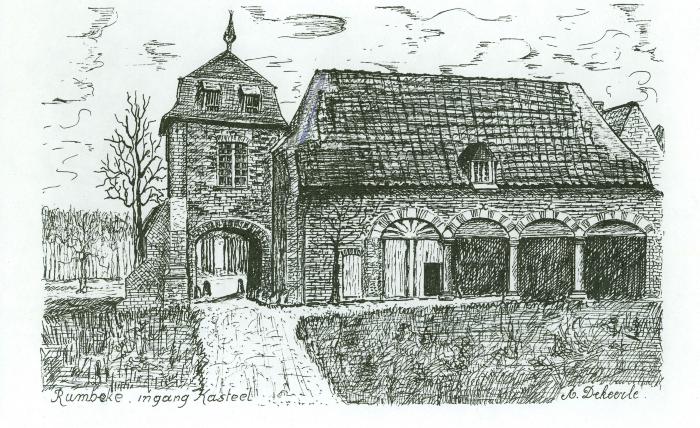 Pentekening, ingang Kasteel Rumbeke