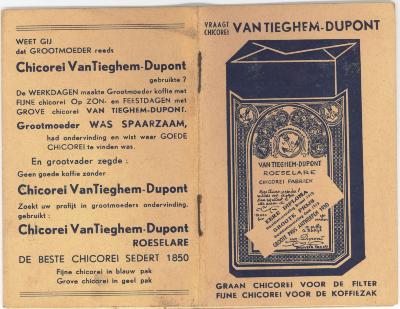Omkarton notaboekje chicorei Van Tieghem-Dupont, Roeselare