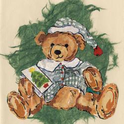 Beeldzijde kerst- en nieuwjaarskaart, tekening beer