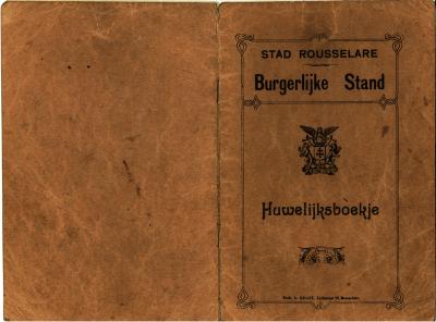 Huwelijksboekje, Roeselare, 1920